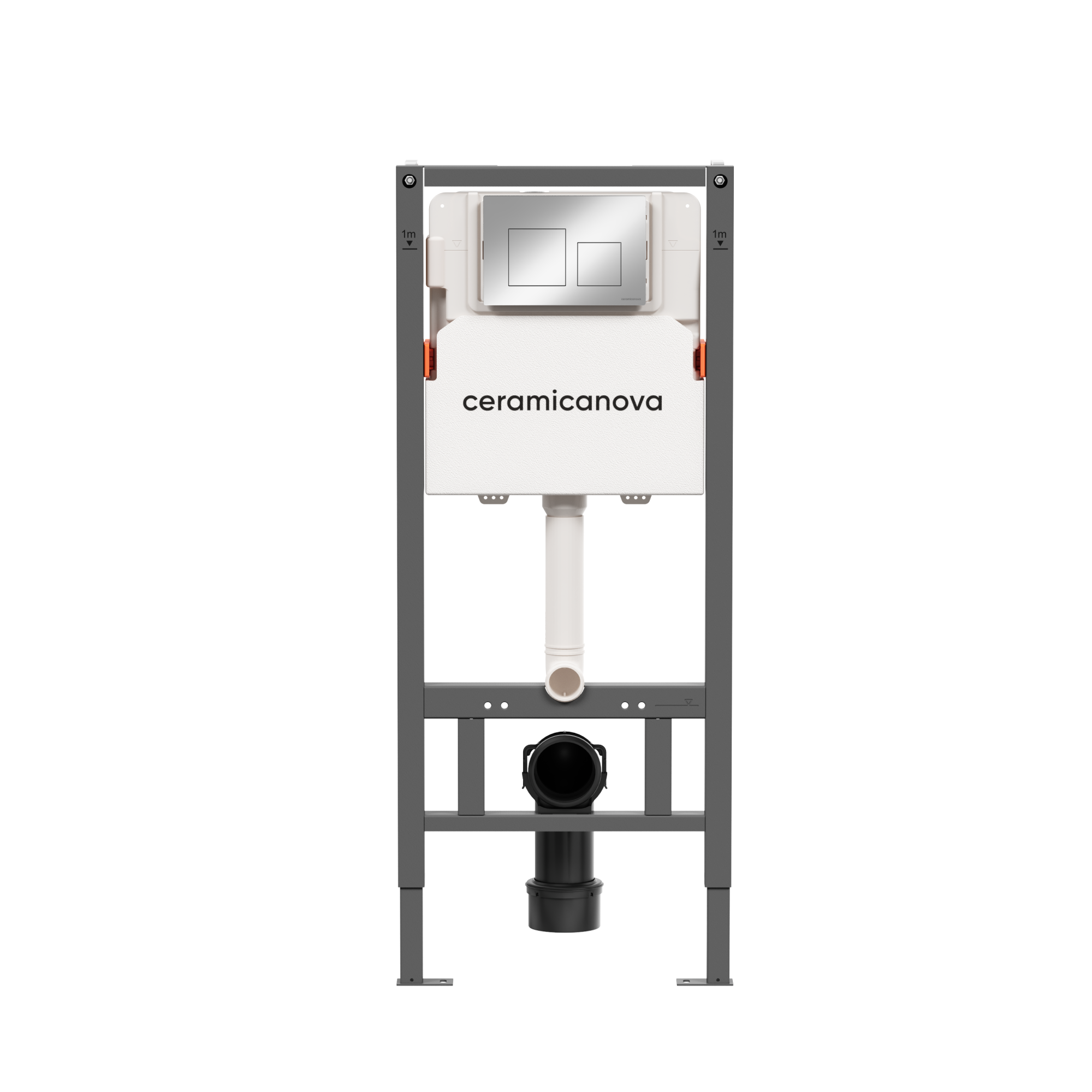 Система инсталляции для унитазов ceramicanova balance с кнопкой смыва square, цвет  хром глянцевый, с креплениями, арт. cn121002ch