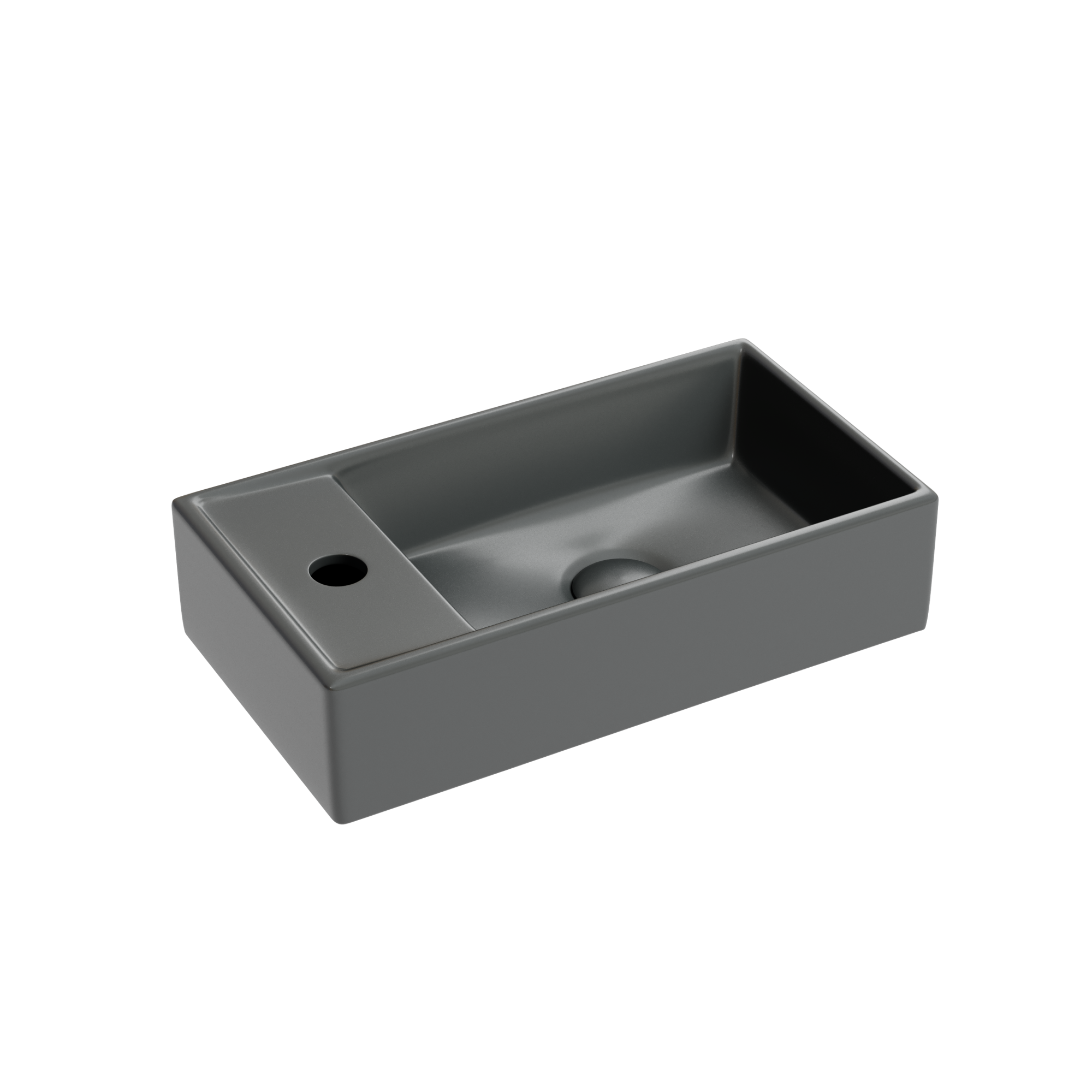 Умывальник подвесной прямоугольный (чаша справа, отверстие под смеситель слева) цвет темный антрацит матовый element 407x217x100