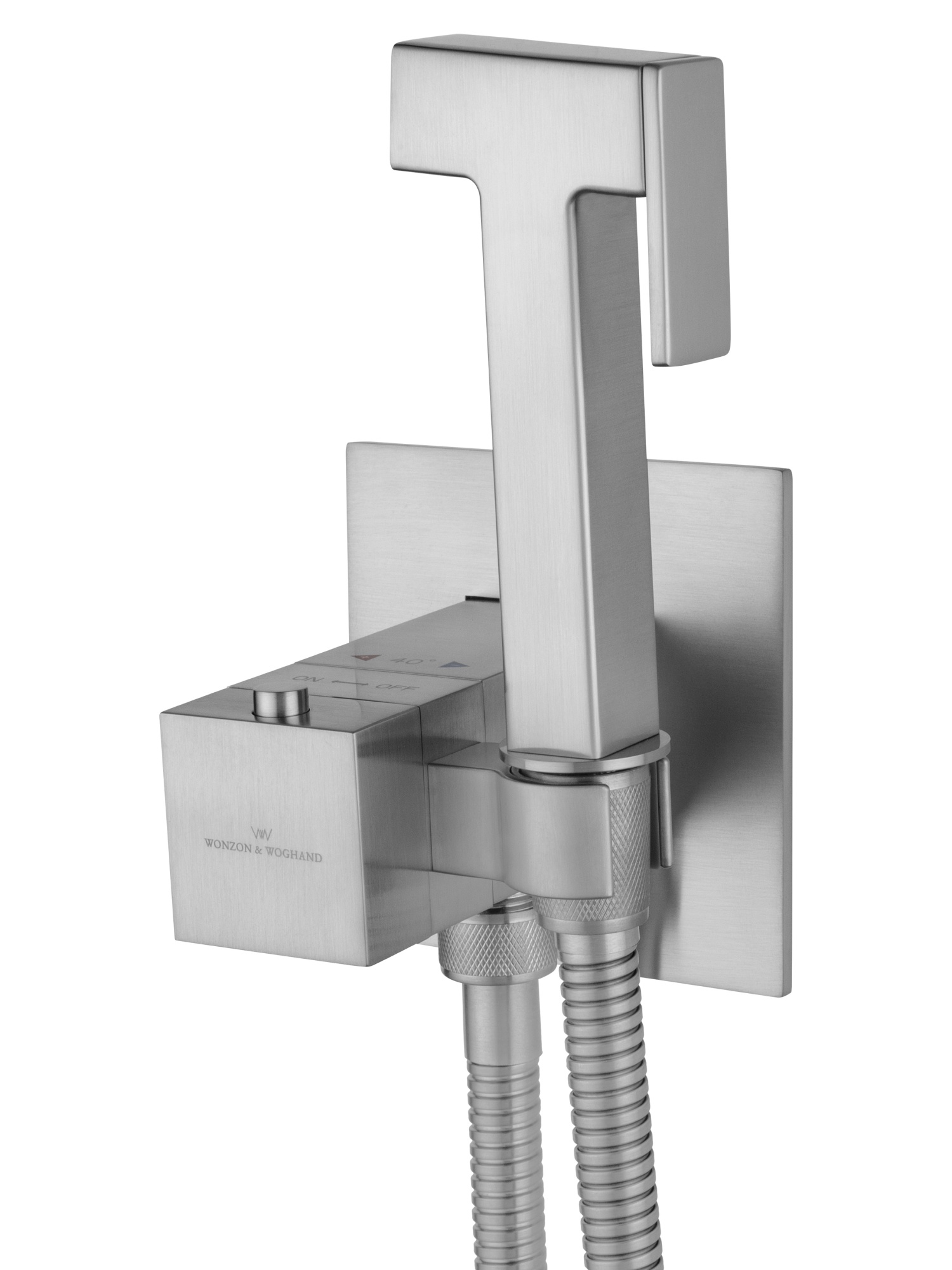 Смеситель с гигиеническим душем и термостатом встраиваемый wonzon & woghand, брашированный никель (ww-88829910-bn)
