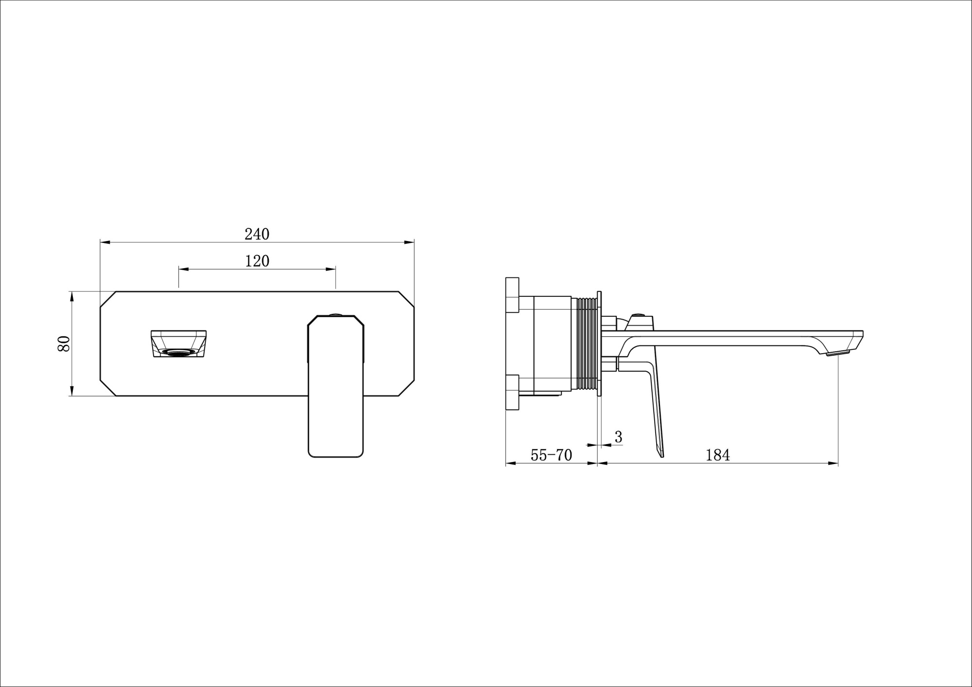 Смеситель для раковины встраиваемый wonzon & woghand diamond, темный графит (ww-88869011-bgm )
