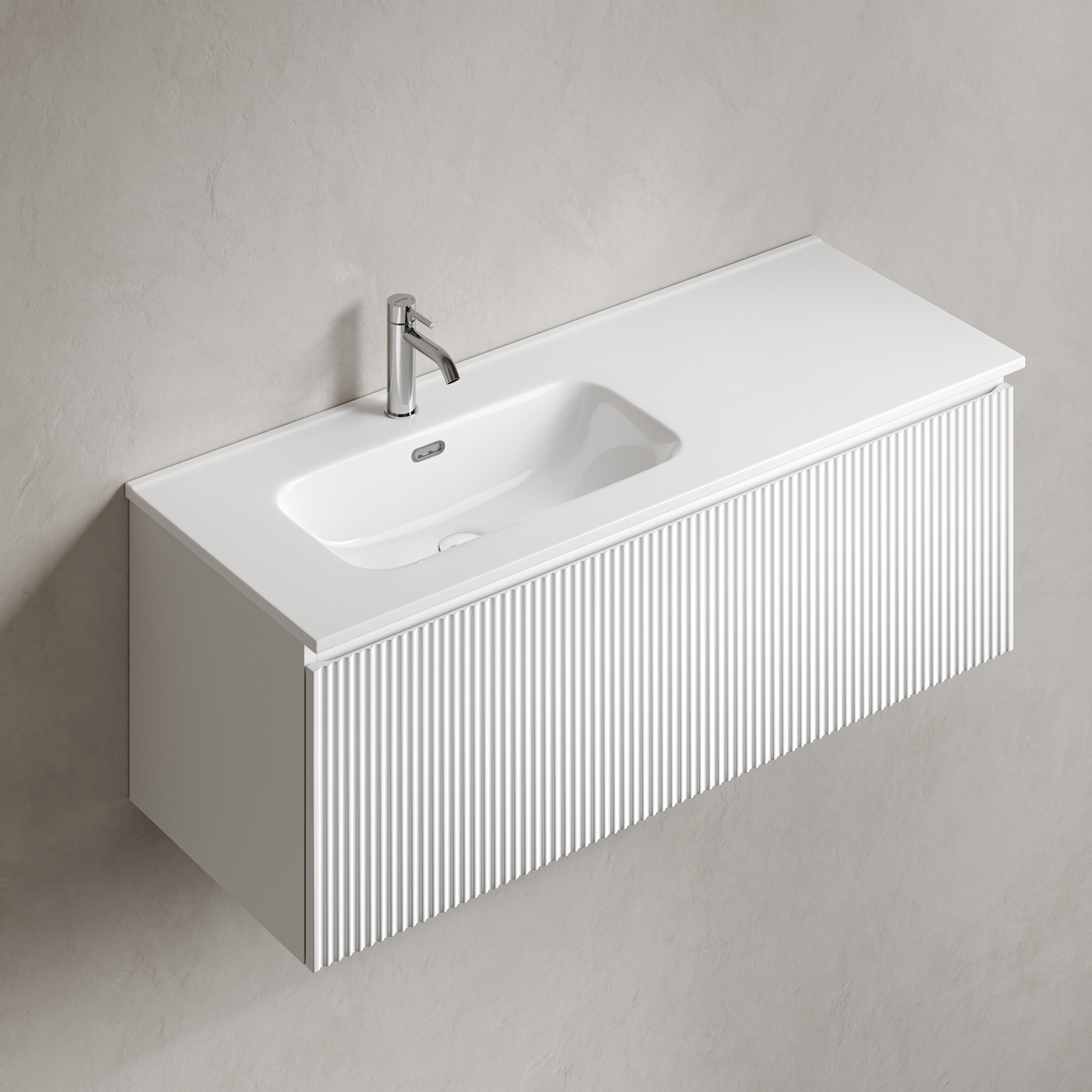 Тумба подвесная SANCOS Snob R 1.0 1195х445х406, c одним ящиком оснащенным доводчиками, Bianco , арт.SNR1.0120LW