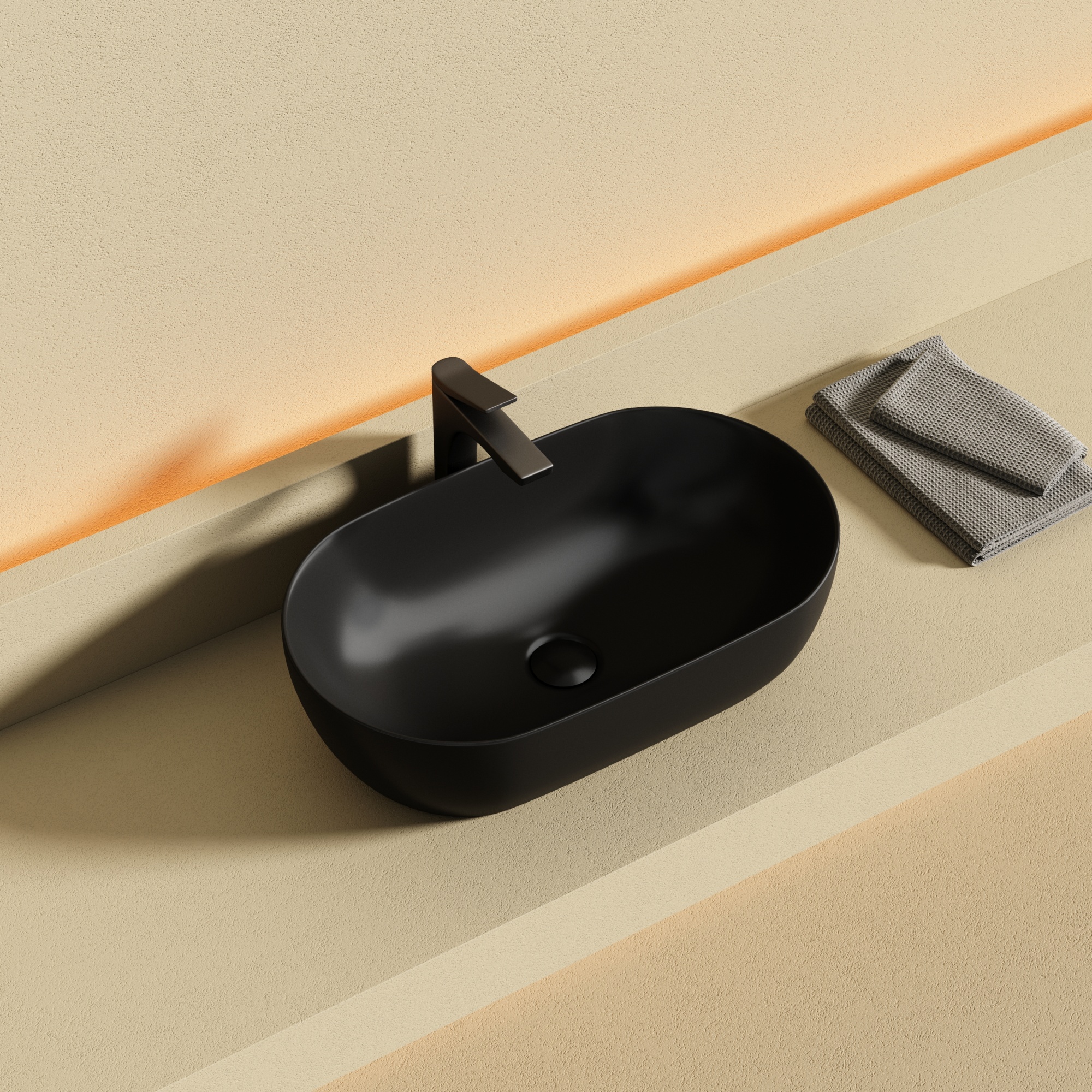 Раковина ceramicanova twist накладная овальной формы 500x300x140 черный матовый cn12001mb Раковина ceramicanova twist накладная овальной формы 500x300x140 черный матовый cn12001mb