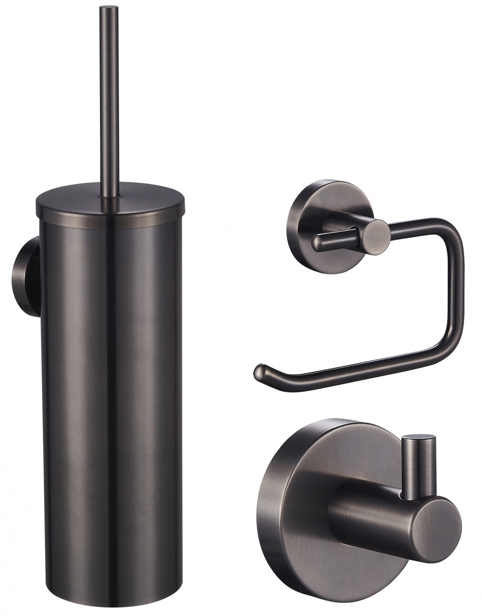 Набор аксессуаров из 3 предметов (крючок, держатель для бумаги, ершик) wonzon & woghand, темный графит (ww-8100-gm)