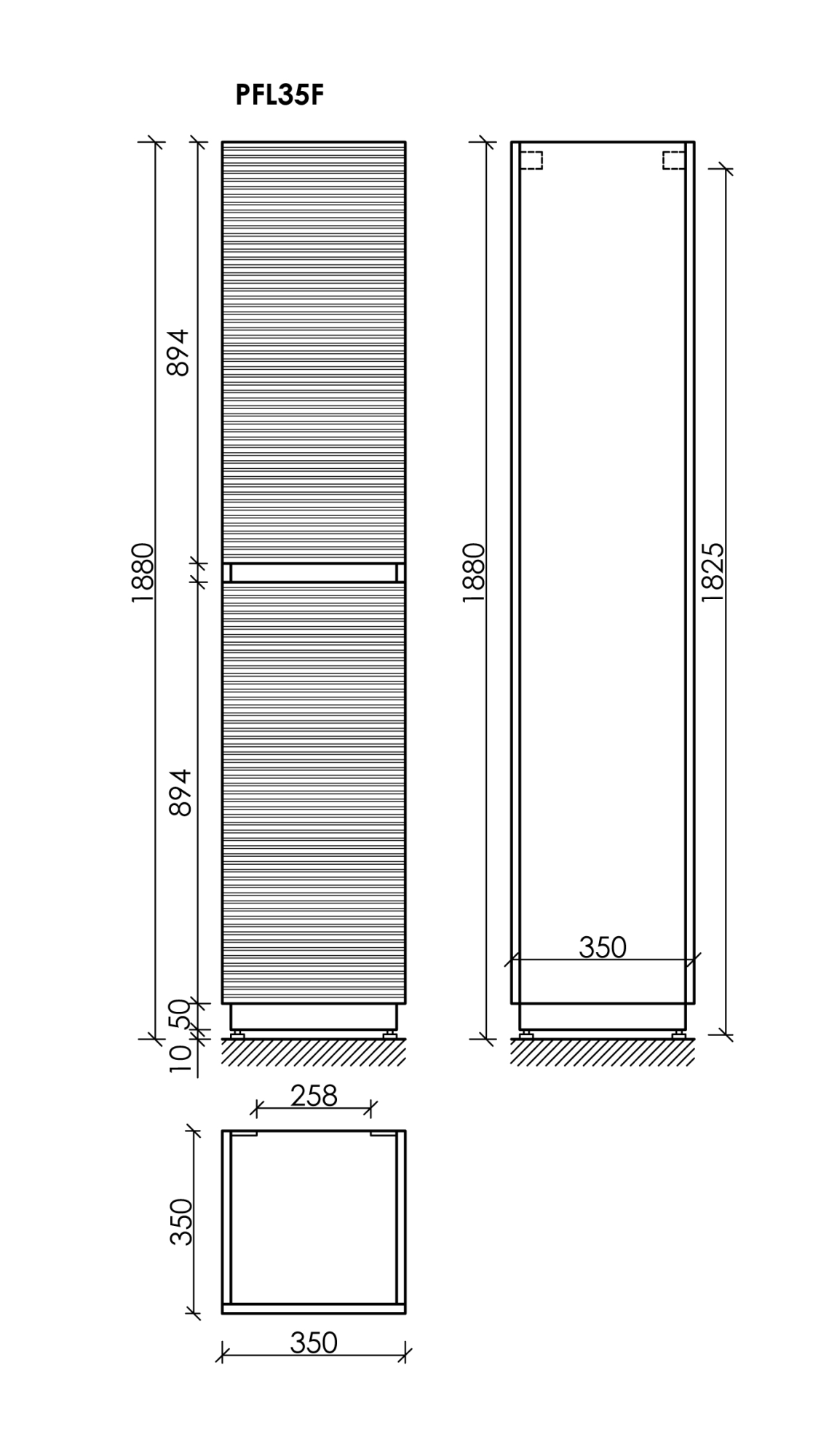 Шкаф-пенал напольный SANCOS Folk Floor, 350х350х1880 мм, цвет Grey soft, арт. PFL35FGS