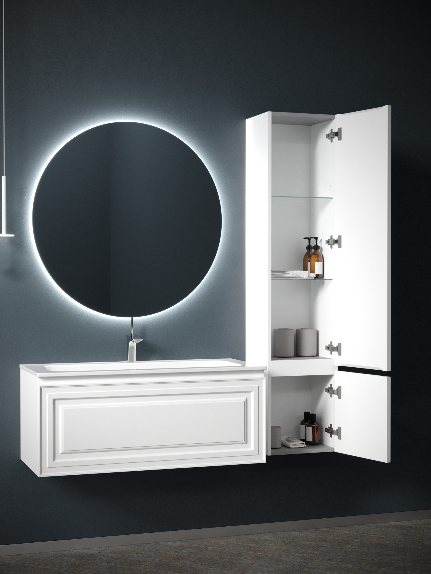 Шкаф-пенал sancos very подвесной правый,  bianco , 350х300х1600 мм, арт. pvr35rw