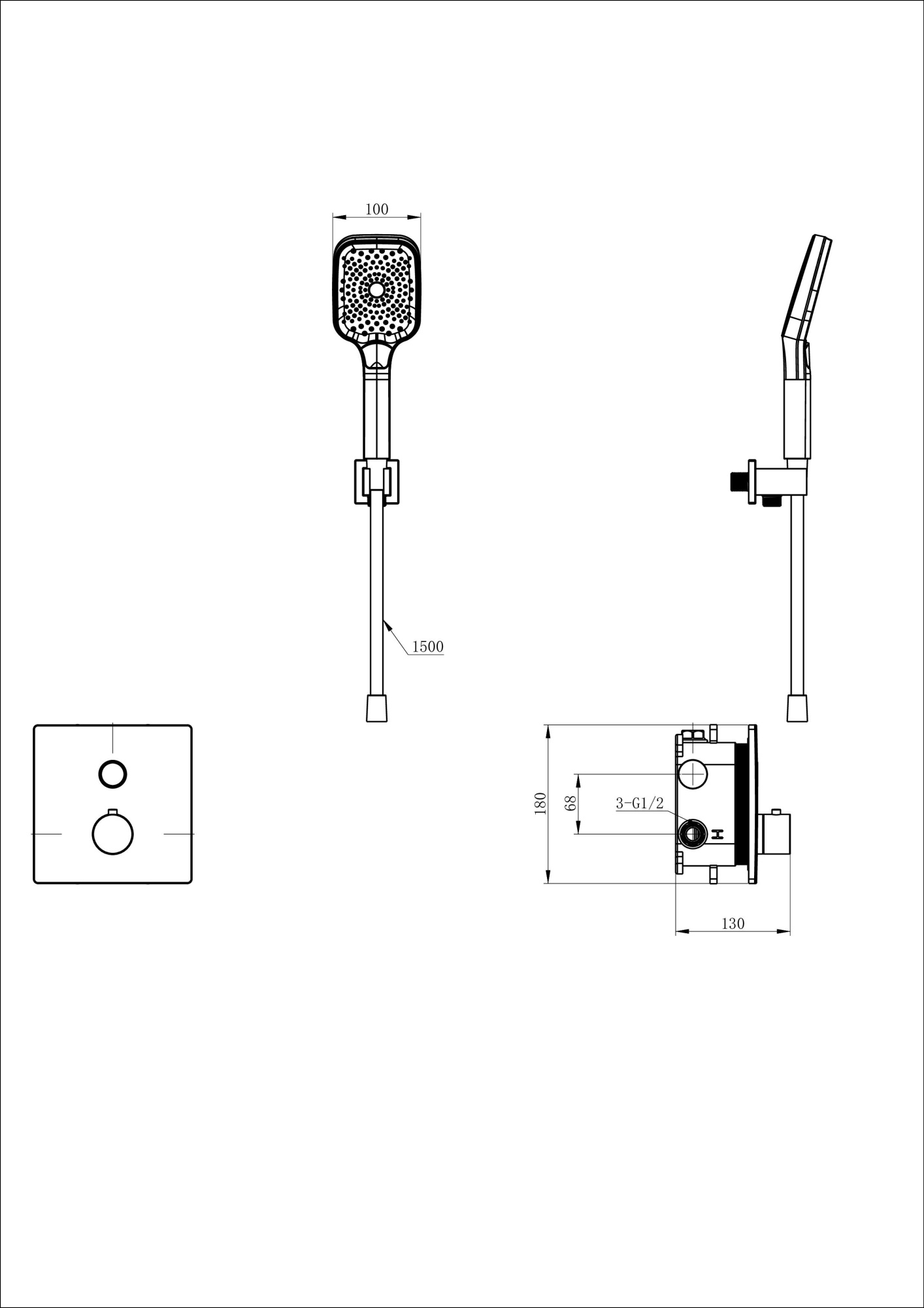 Смеситель для душа с термостатом встраиваемый wonzon & woghand, хром (ww-d1017-b-cr)