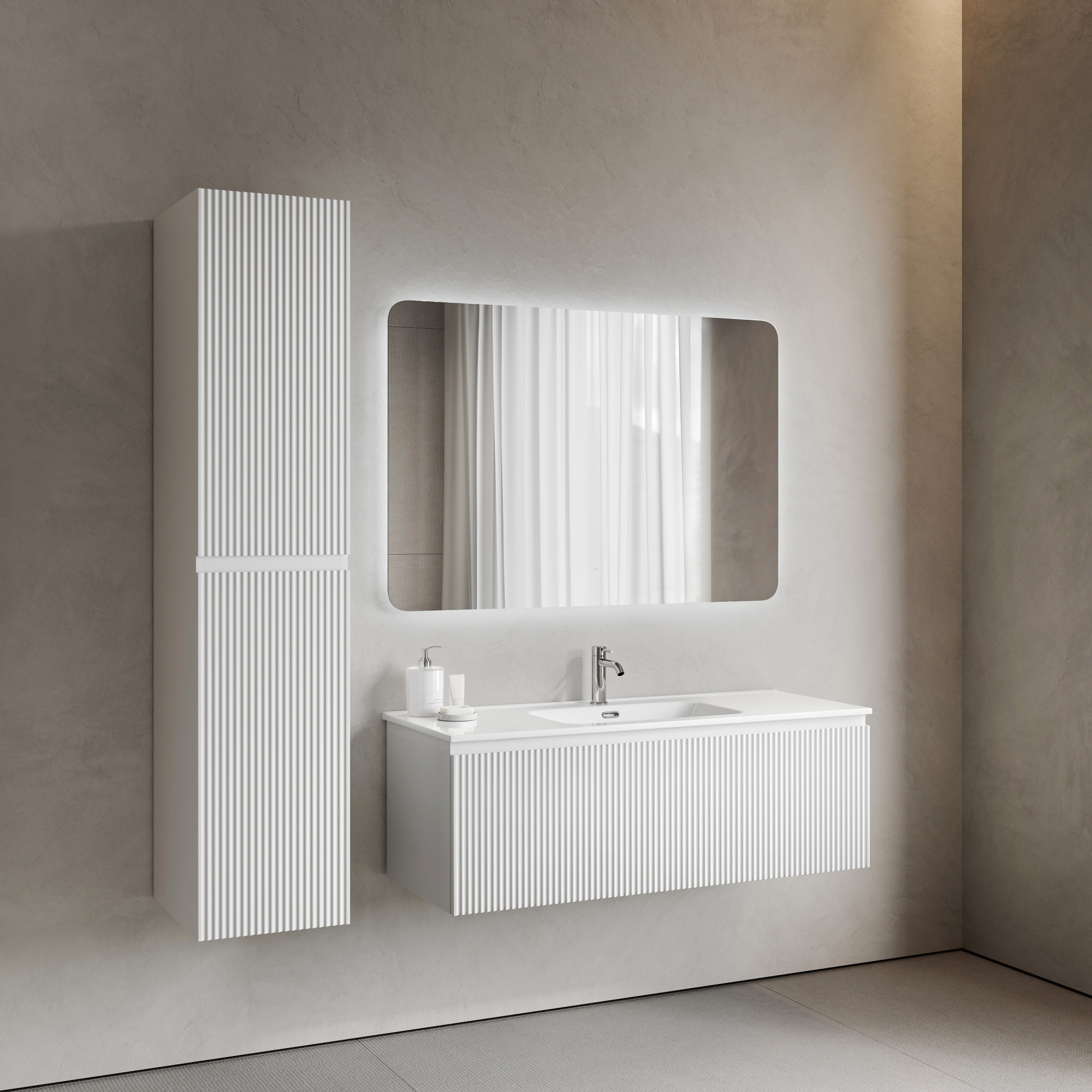 Тумба подвесная SANCOS Snob R 1.0 1195х445х406, c одним ящиком оснащенным доводчиками, Bianco , арт.SNR1.0120W