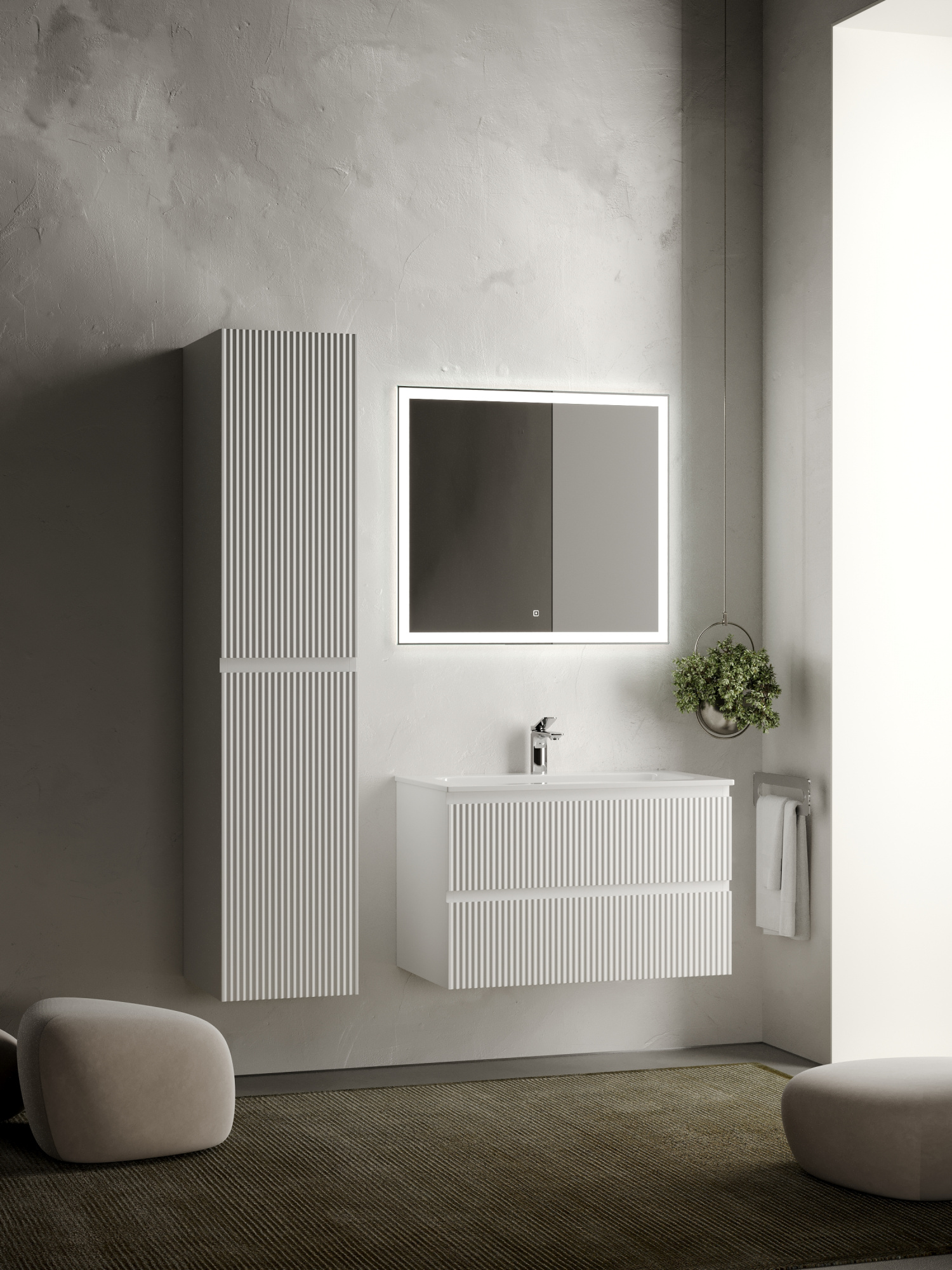 Тумба подвесная sancos snob r 790х445х500, c двумя ящиками оснащенными доводчиками, bianco, арт.snr80w