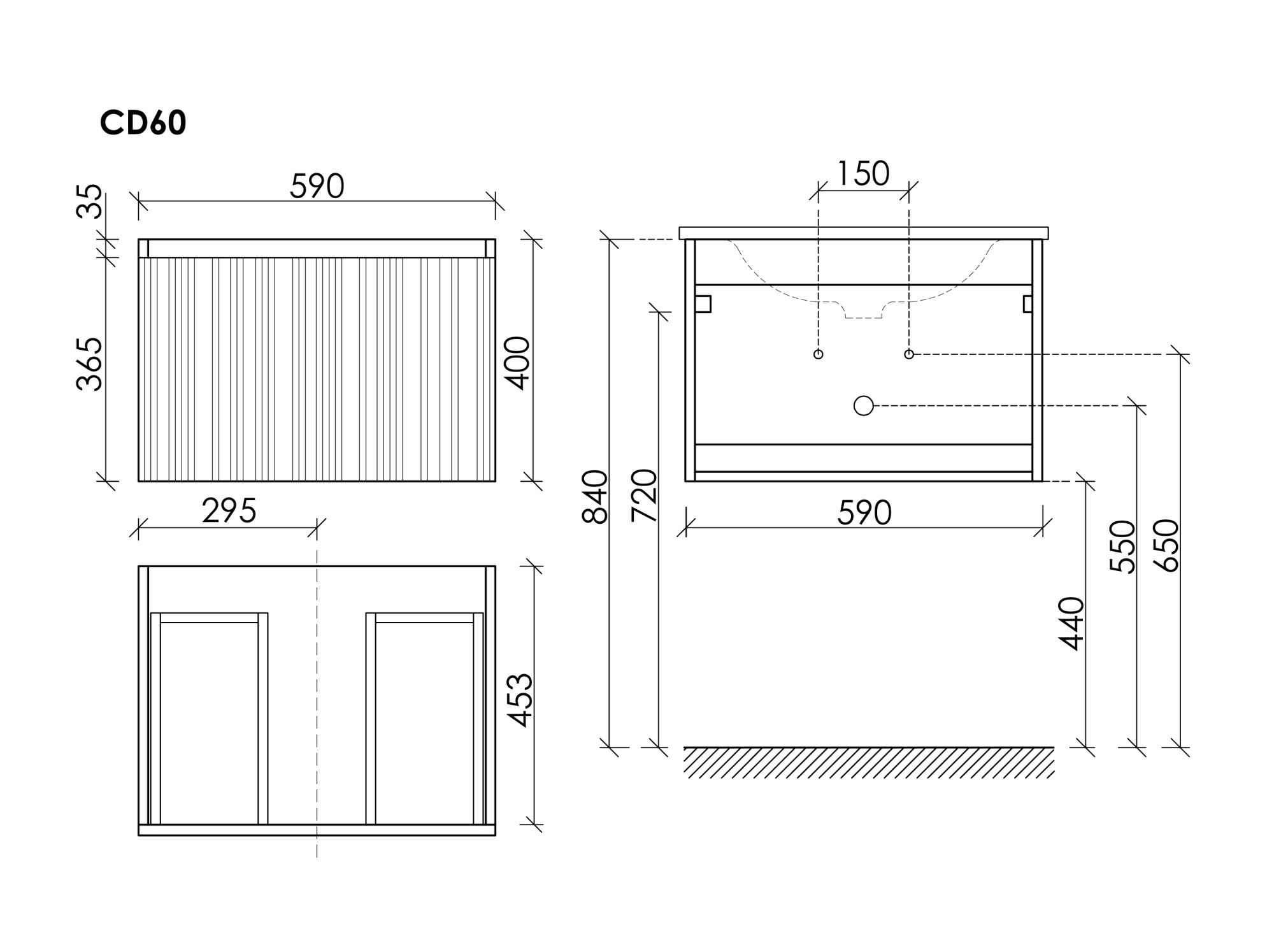 Тумба подвесная SANCOS Code 590х453х400, c одним  ящиком оснащенным доводчиками, цвет белый , арт. CD60W